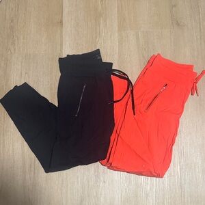 Black and Orange Athleta Zippered Joggers